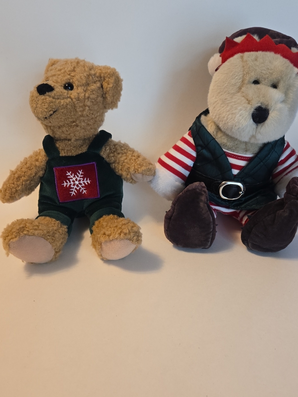 Starbucks Plush Holiday Bear - Tan, Green, Red, Brown & Hallmark Teddy with Snow